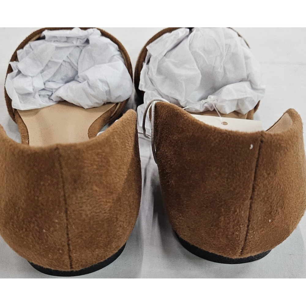 A New Day Rebecca Flats Cognac Brown Suede Pointed‎ Toe Orsay Slip On Shoes 5 - Picture 5 of 11